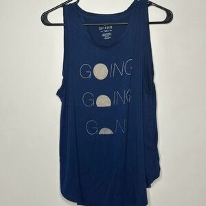 American Eagle Blue Graphic Tank Top with Open Back